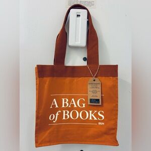 Barnes & Noble A Bag of Books Tote, 100% Cotton Rust Canvas NWT